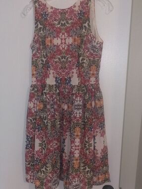 Maggy London Floral Midi Dress in Pink, Orange, Green, Blue